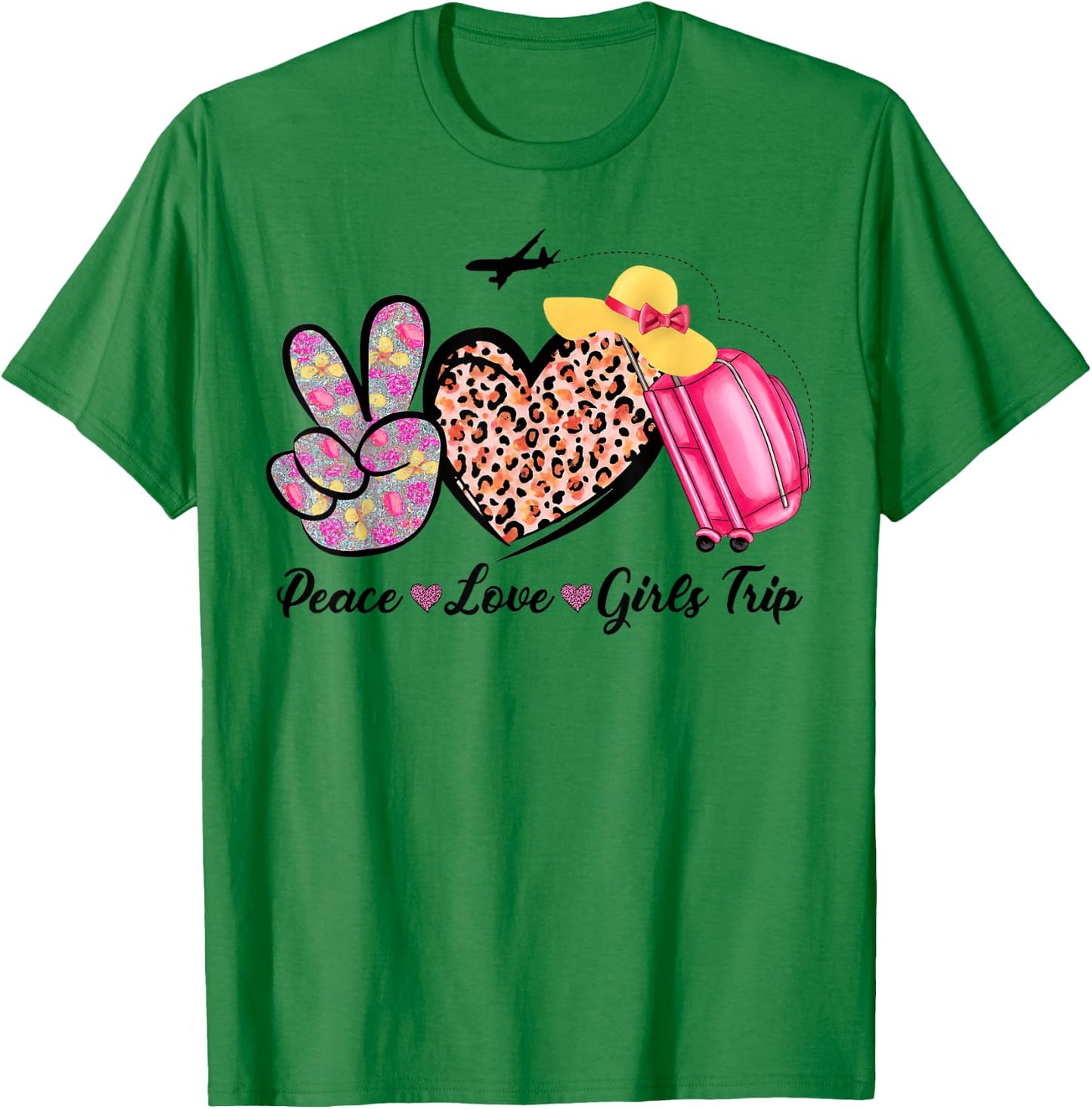 Girls Trip Traveling Lover Vacation Peace Love Girls Trip T-Shirt - T-Shirt | Irish Green