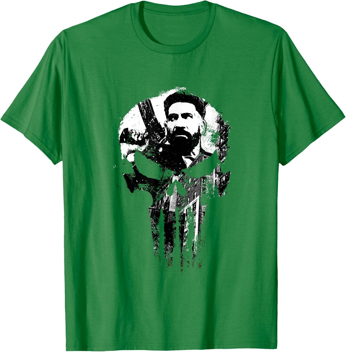 Marvel The Punisher: One Last Kill Frank Castle City Skull T-Shirt - T-Shirt | Irish Green
