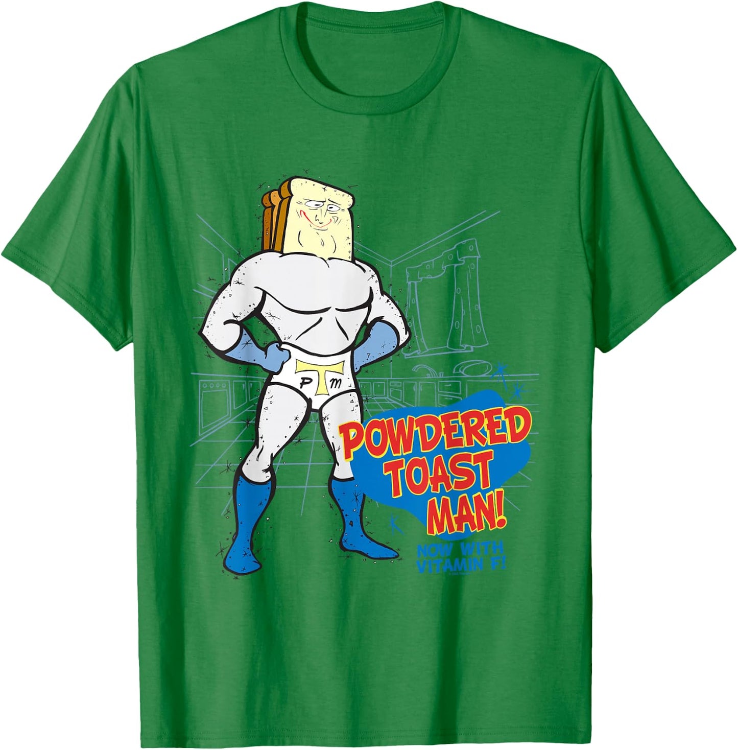 Ren and Stimpy Powdered Toast Man T-Shirt - T-Shirt | Irish Green