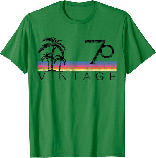 Vintage Surfing 1970 Pacific Ocean Sunset Birthday Gift T-Shirt - T-Shirt | Irish Green
