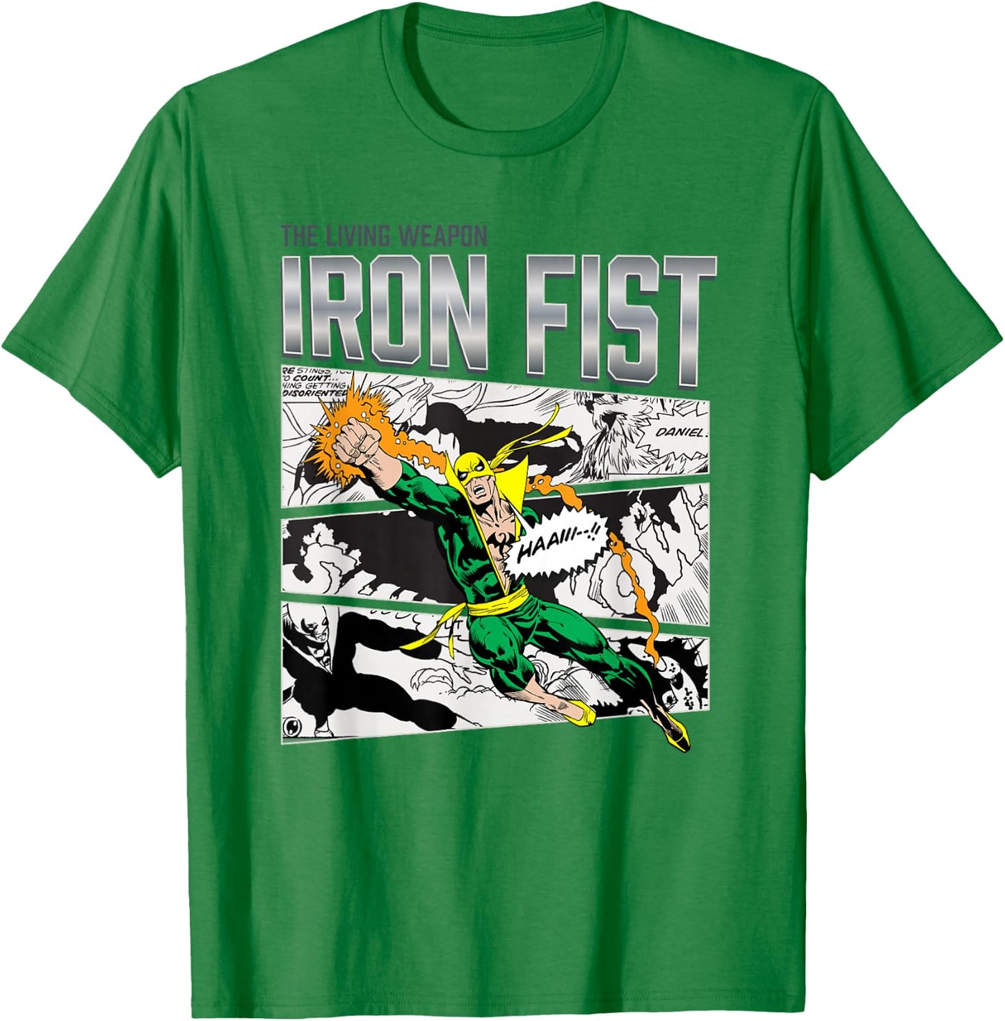 Marvel Comics Iron Fist The Living Weapon Vintage T-Shirt - T-Shirt | Irish Green