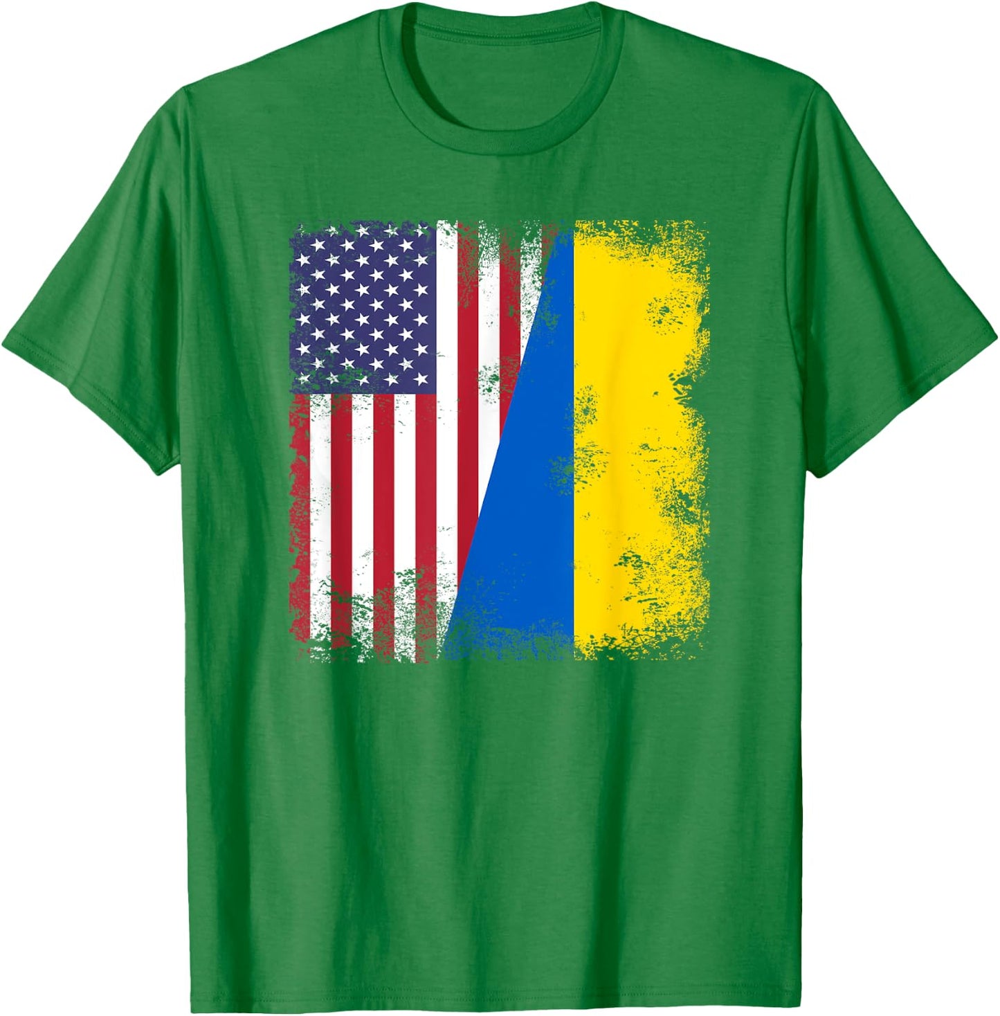 Half Ukrainian Flag | Vintage Ukraine USA Gift T-Shirt - T-Shirt | Irish Green