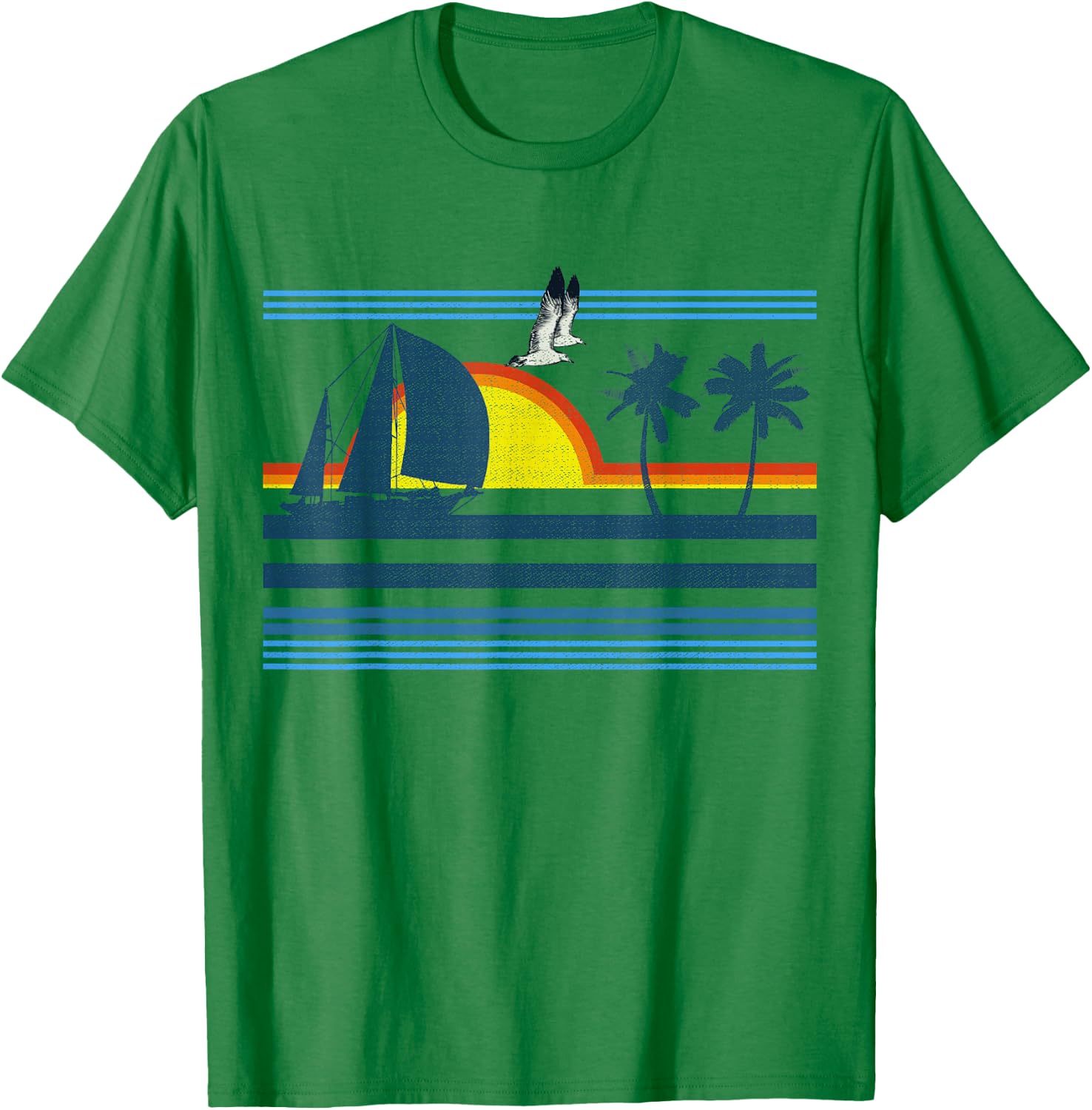 Retro Palm Tree Shirt - Tropical Beach Vintage Style 70s 80s T-Shirt - T-Shirt | Irish Green