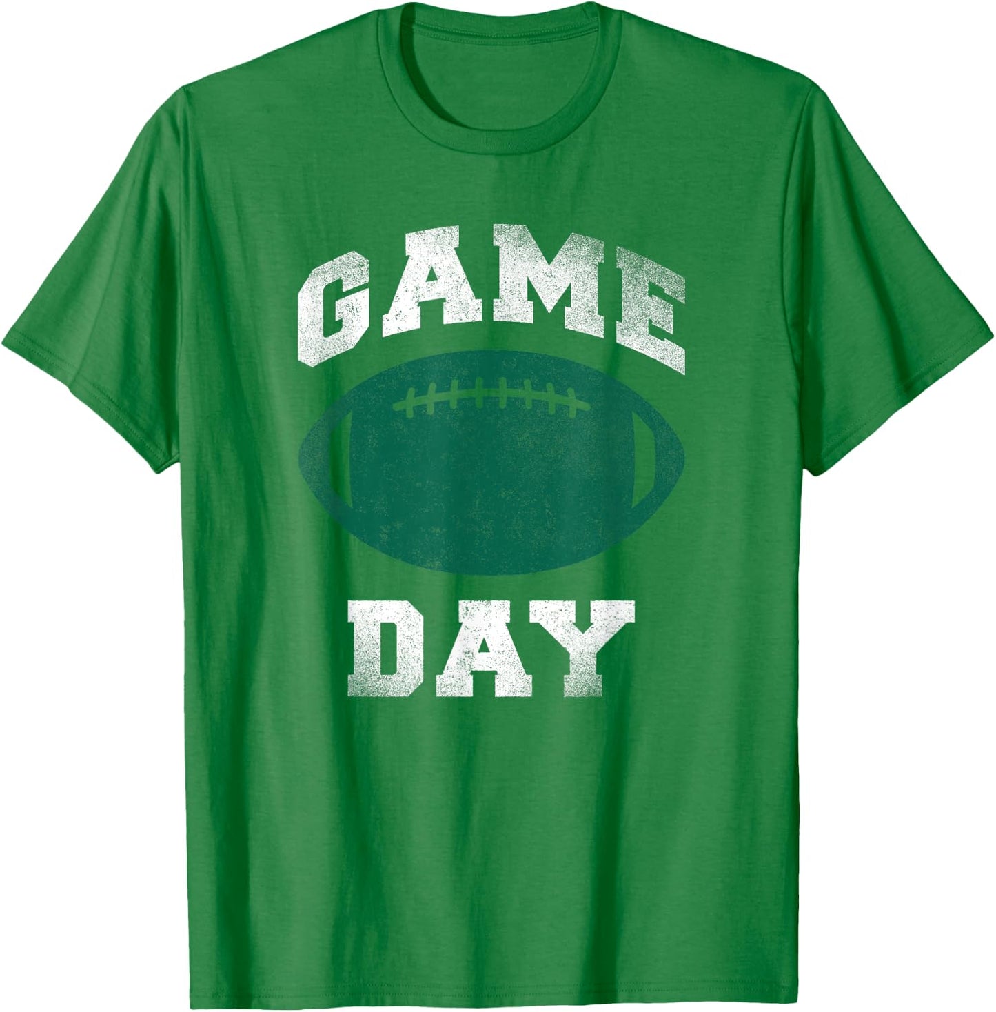 Game Day Distressed Green and White Funny Football Season T-Shirt - T-Shirt | Irish Green