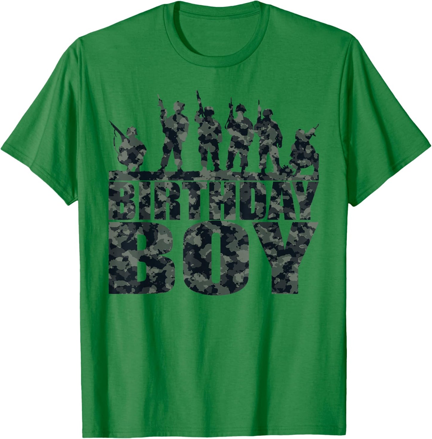 Birthday Boy Army Party Military Party Supplies Camo Green T-Shirt - T-Shirt | Irish Green
