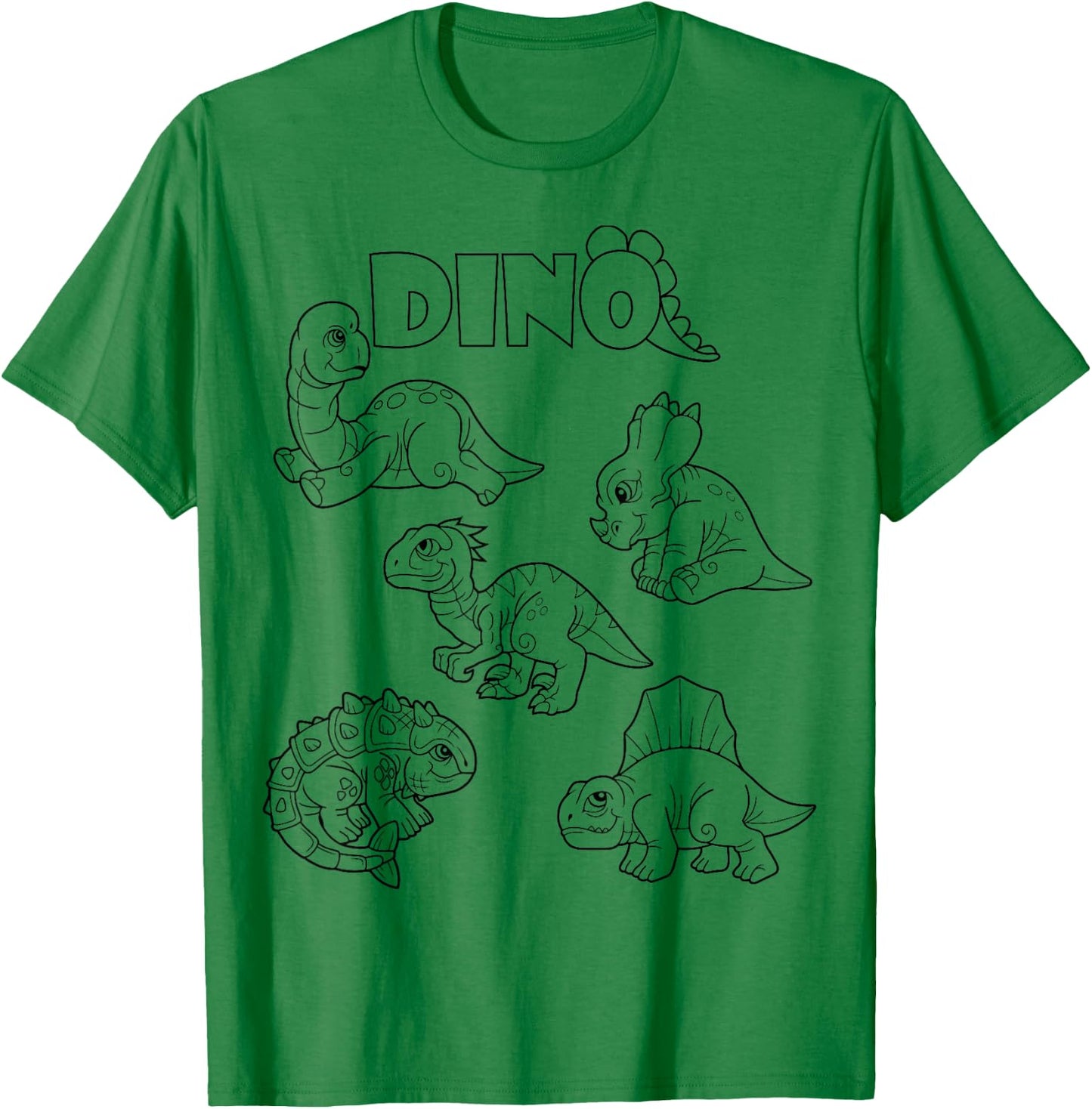 Cute dino dinosaur to paint and color in for children T-Shirt - T-Shirt | Irish Green