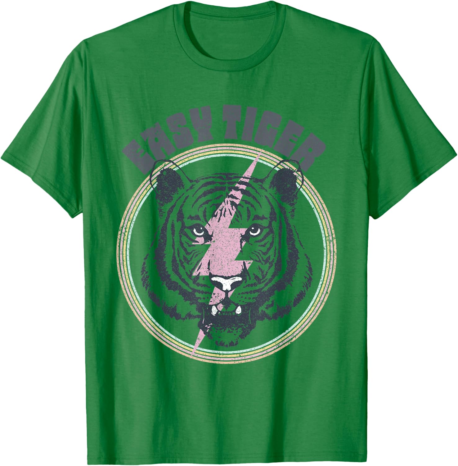 Easy Tiger Face Retro 70s 80s Vintage T-Shirt - T-Shirt | Irish Green