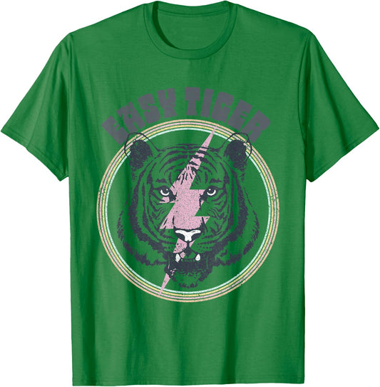 Easy Tiger Face Retro 70s 80s Vintage T-Shirt - T-Shirt | Irish Green