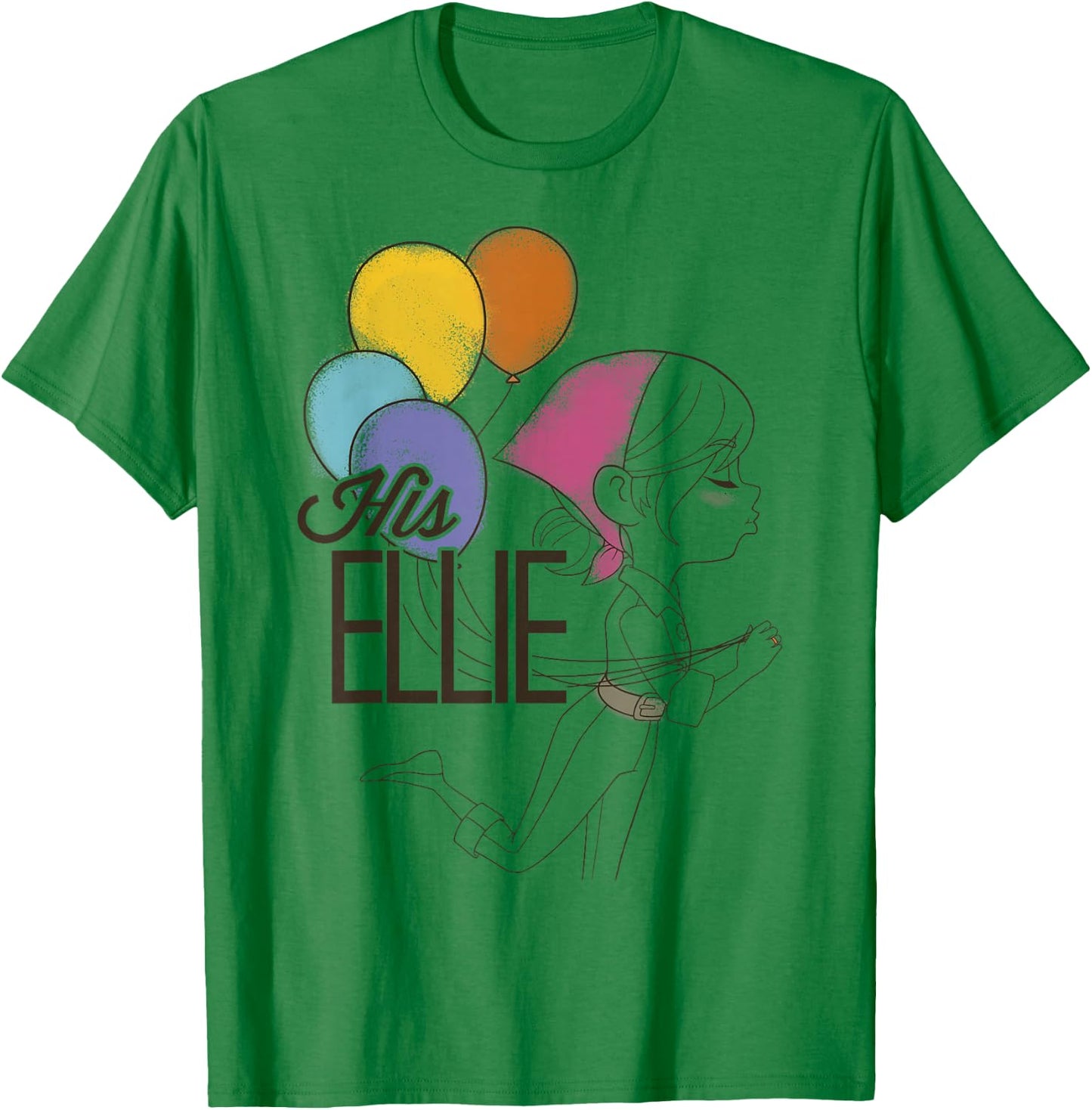 Disney Pixar Up His Ellie Balloons Sketch Graphic T-Shirt - T-Shirt | Irish Green