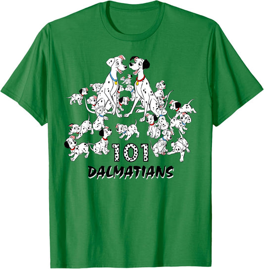 Disney 101 Dalmatians Group Shot Title Logo T-Shirt - T-Shirt | Irish Green