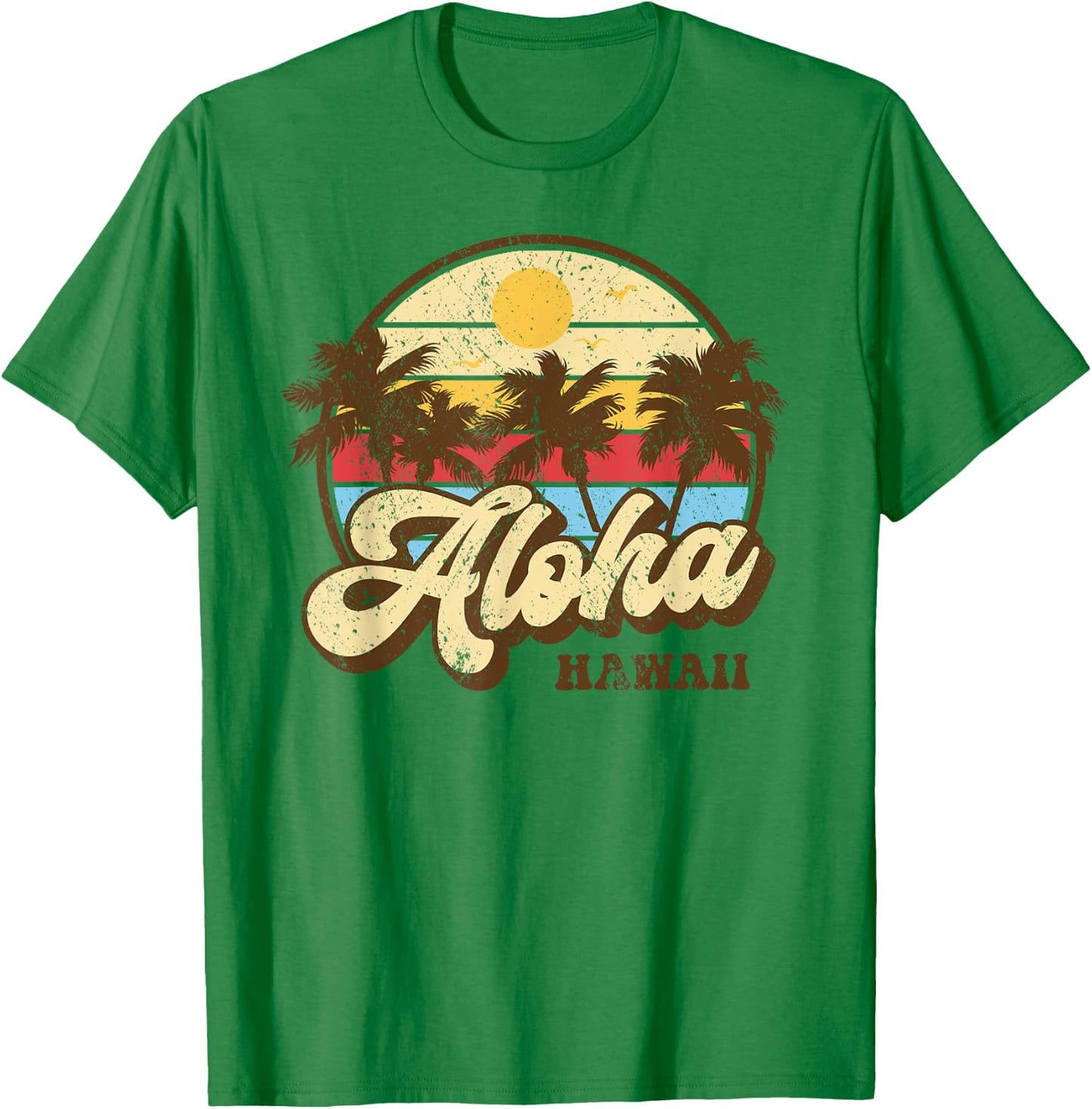Aloha Hawaii Hawaiian Island Palm Surfboard Beach Surf retro T-Shirt - T-Shirt | Irish Green