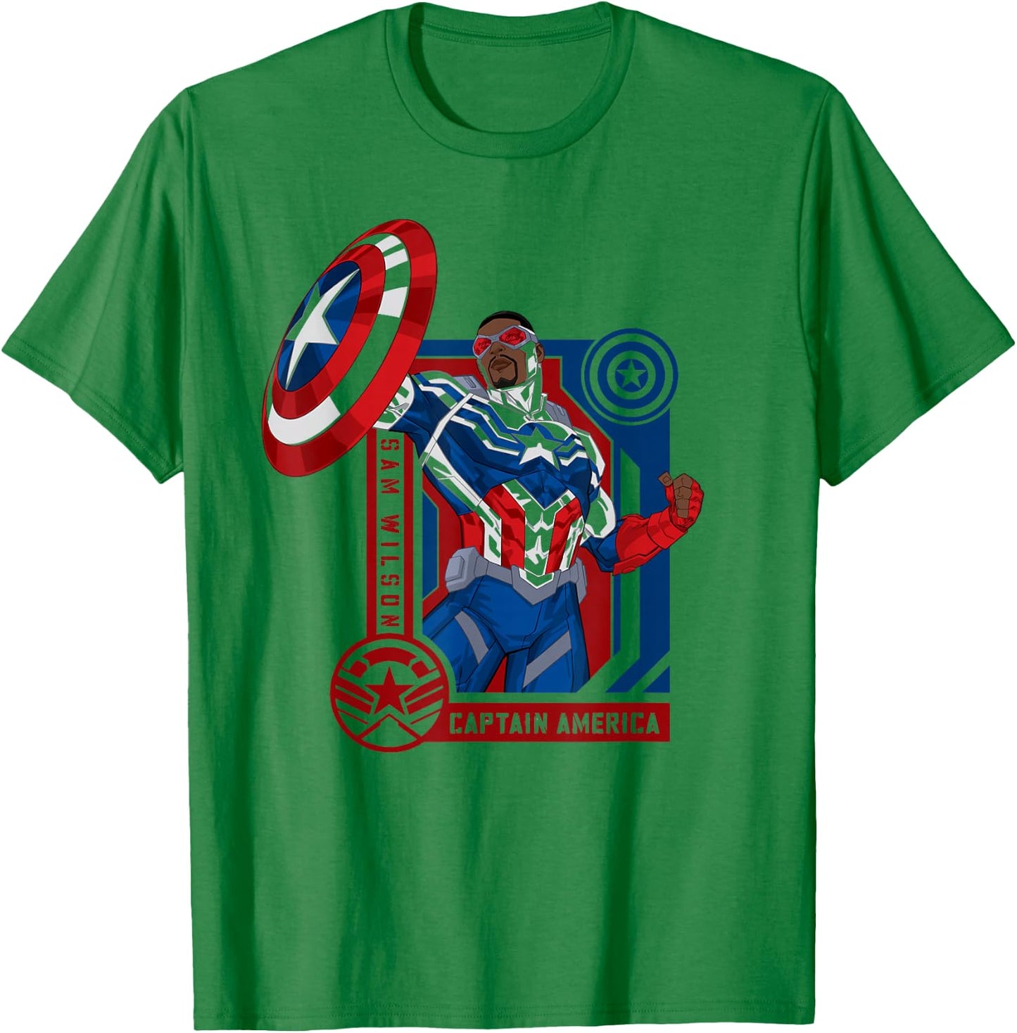 Marvel Avengers Sam Wilson Captain America Hero T-Shirt - T-Shirt | Irish Green