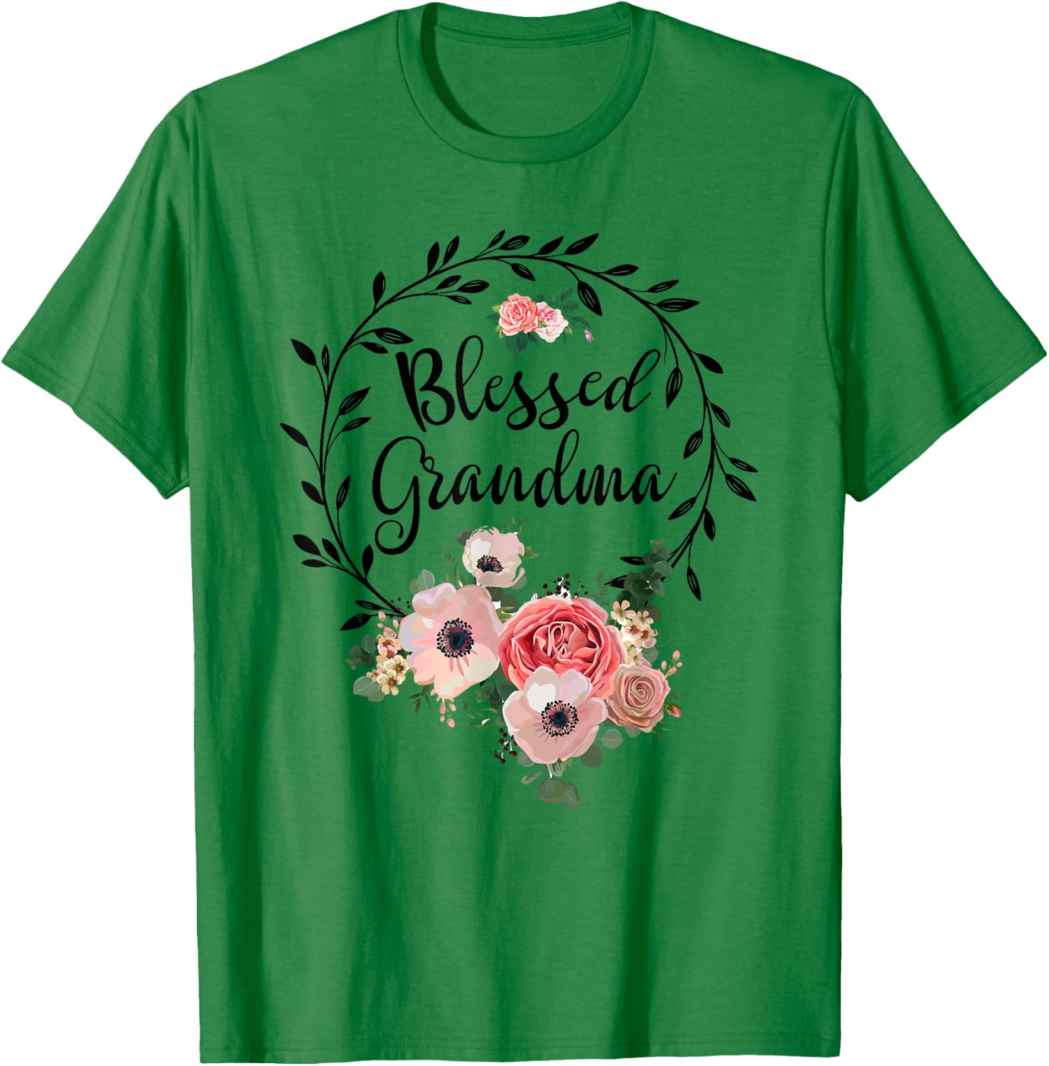 Blessed Grandma Shirt Flower Decor Grandma T-Shirt - T-Shirt | Irish Green