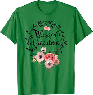 Blessed Grandma Shirt Flower Decor Grandma T-Shirt - T-Shirt | Irish Green