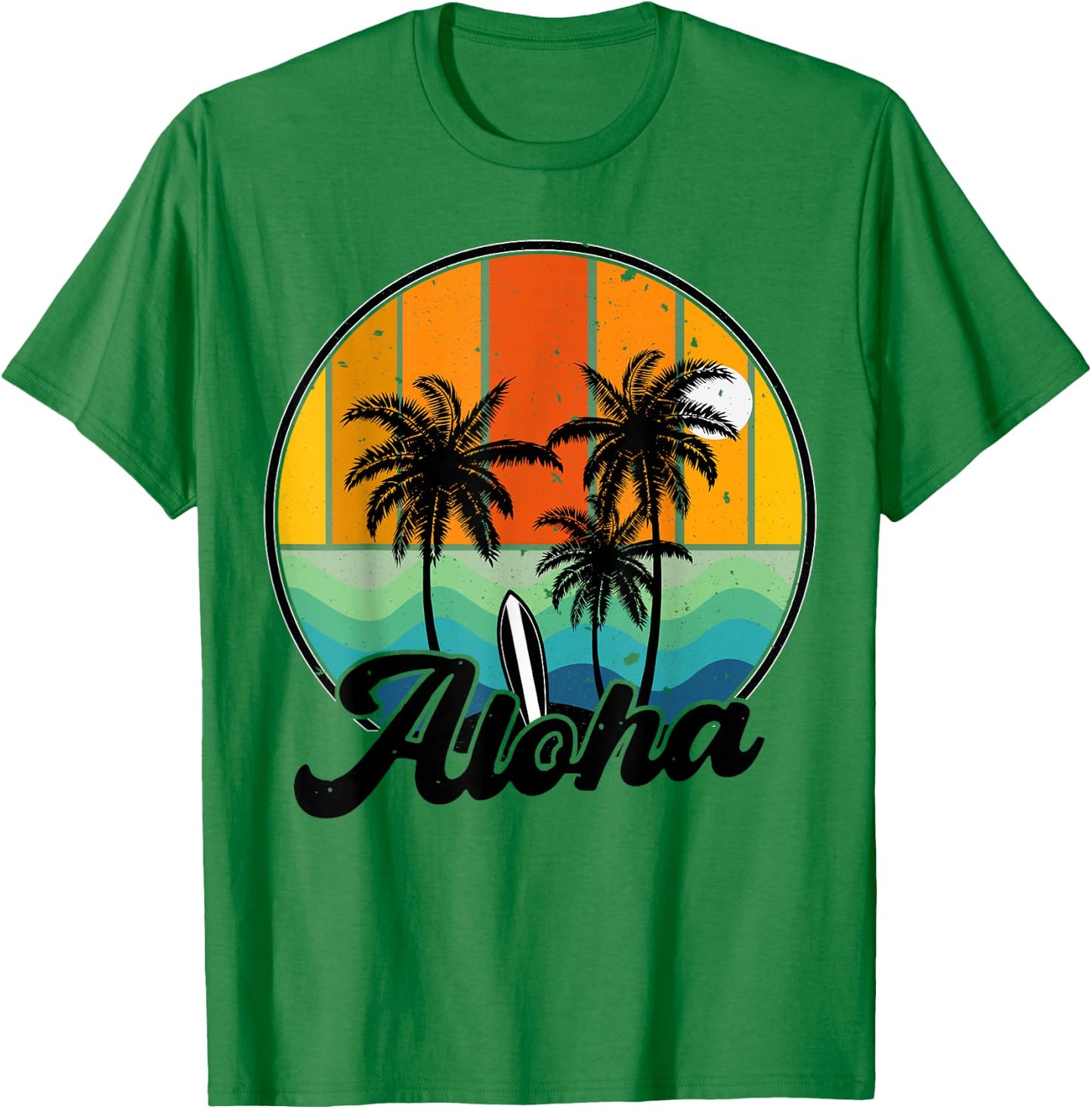 Aloha Hawaiian Palm Tree Beach Surf Kids Men Women T-Shirt - T-Shirt | Irish Green