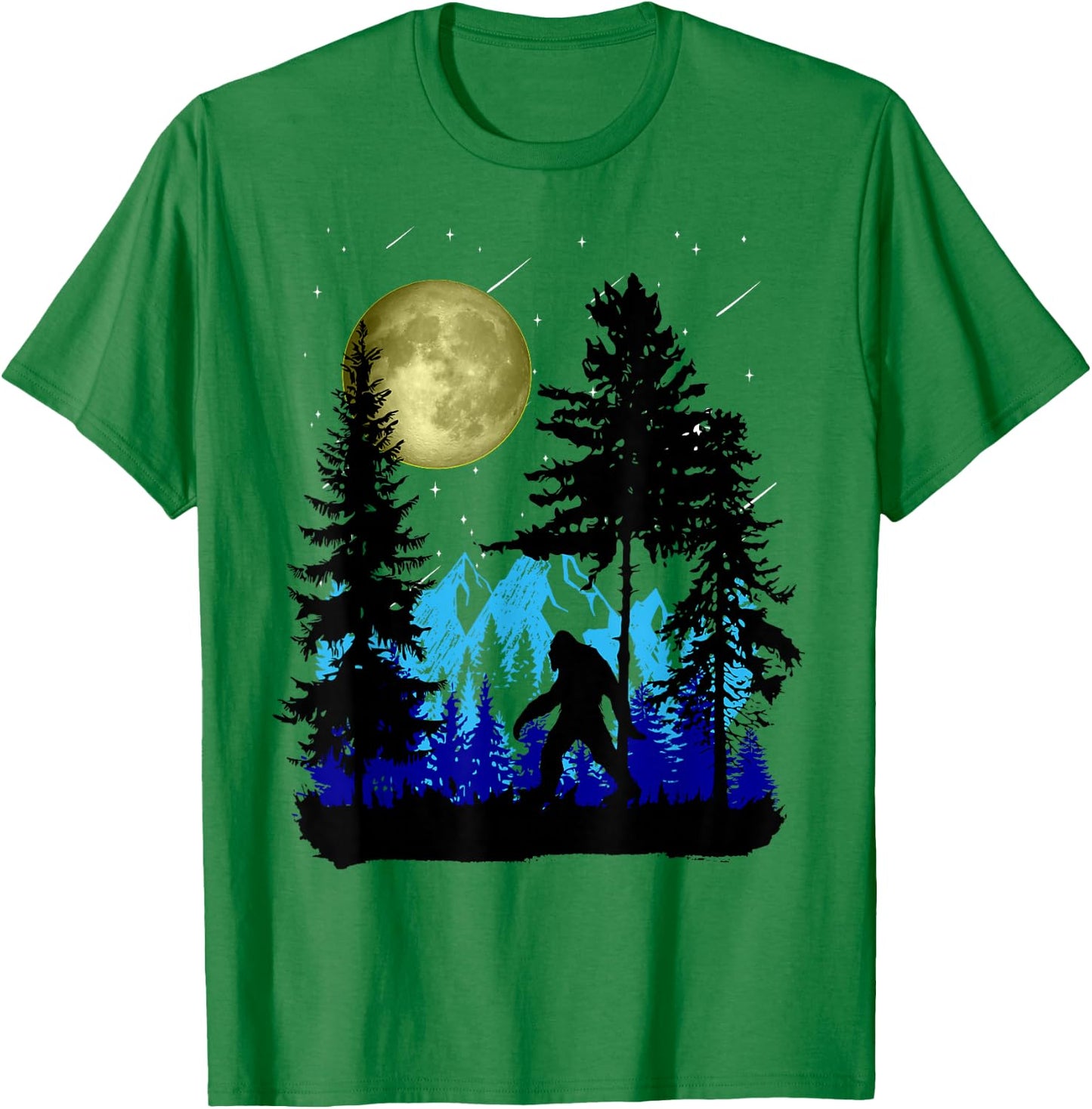 Bigfoot Hiding Under Full Moon for Sasquatch Lover T-Shirt - T-Shirt | Irish Green