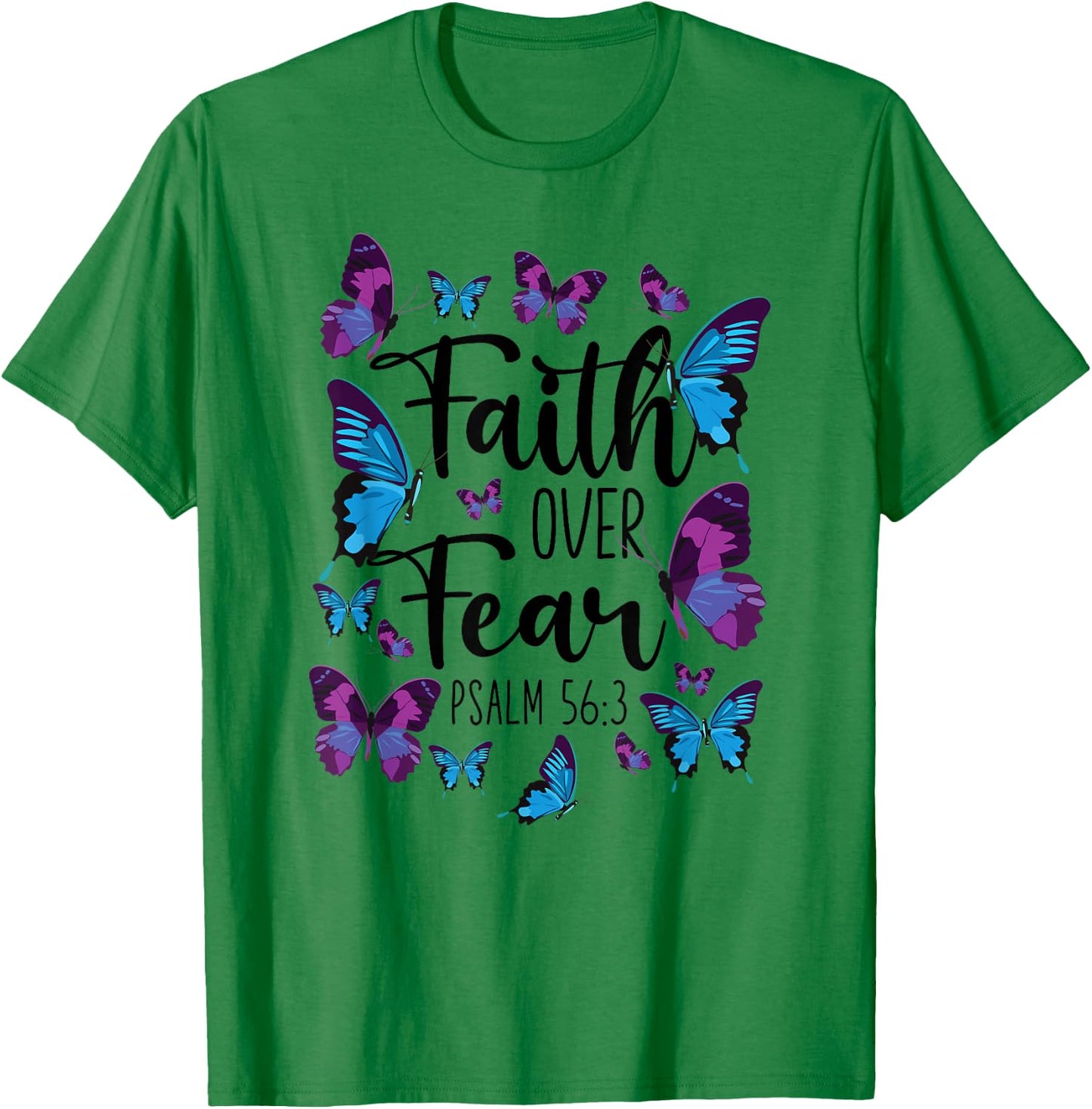 Christian Bible Verse Quote Butterfly Psalm 56:3 T-Shirt - T-Shirt | Irish Green