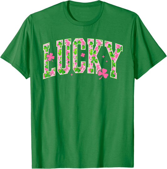 Lucky St Patricks Day Coquette Lucky Shamrock Irish T-Shirt - T-Shirt | Irish Green