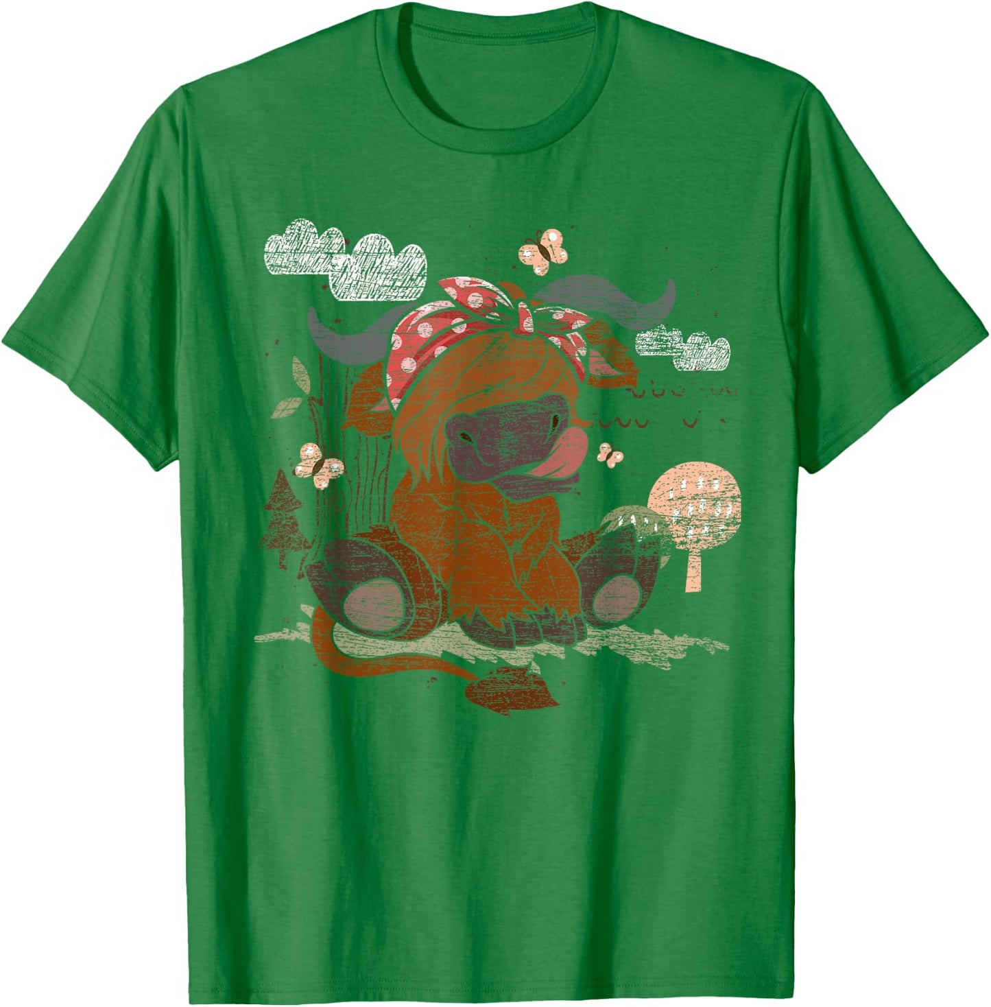 Funny Scottish Farmer Farm Animal Bandana Cute Highland Cow T-Shirt - T-Shirt | Irish Green