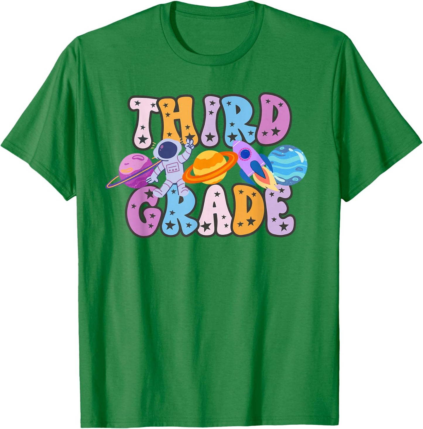 Third Grade Grade Outer Space Solar System Planet T-Shirt - T-Shirt | Irish Green