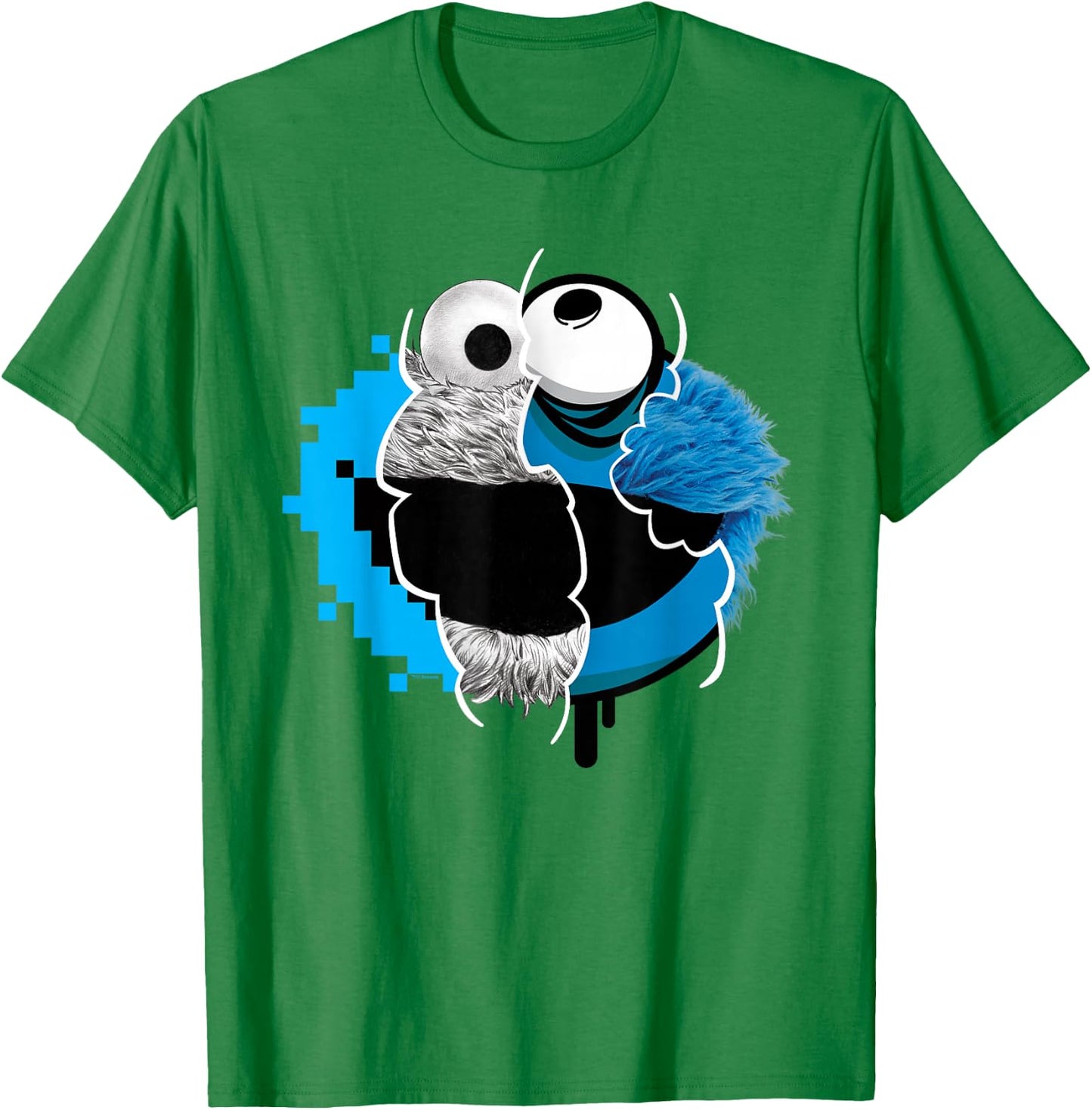 Sesame Street Split Cookie Monster T-Shirt - T-Shirt | Irish Green