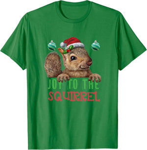 Squirrel Christmas Xmas Holiday Gifts Joy to the Squirrel T-Shirt - T-Shirt | Irish Green
