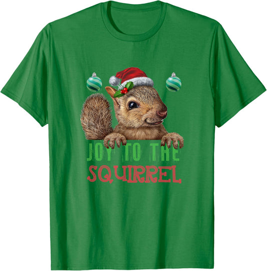 Squirrel Christmas Xmas Holiday Gifts Joy to the Squirrel T-Shirt - T-Shirt | Irish Green