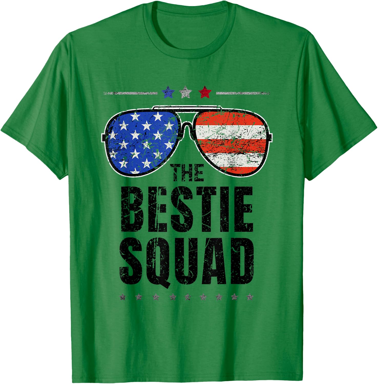 Bestie Squad American Flag Matching 4th of July Best Friend T-Shirt - T-Shirt | Irish Green
