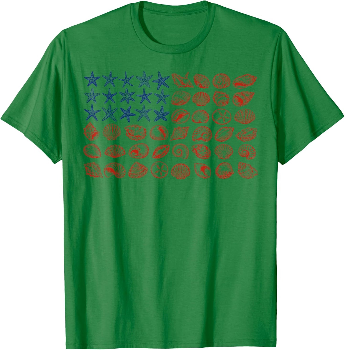 Seashell USA Flag 4th of July Women Kids Summer T-Shirt - T-Shirt | Irish Green
