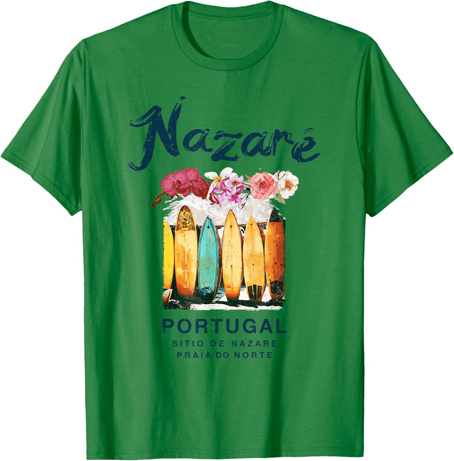 Nazare Portugal Surfing Vintage T-Shirt - T-Shirt | Irish Green