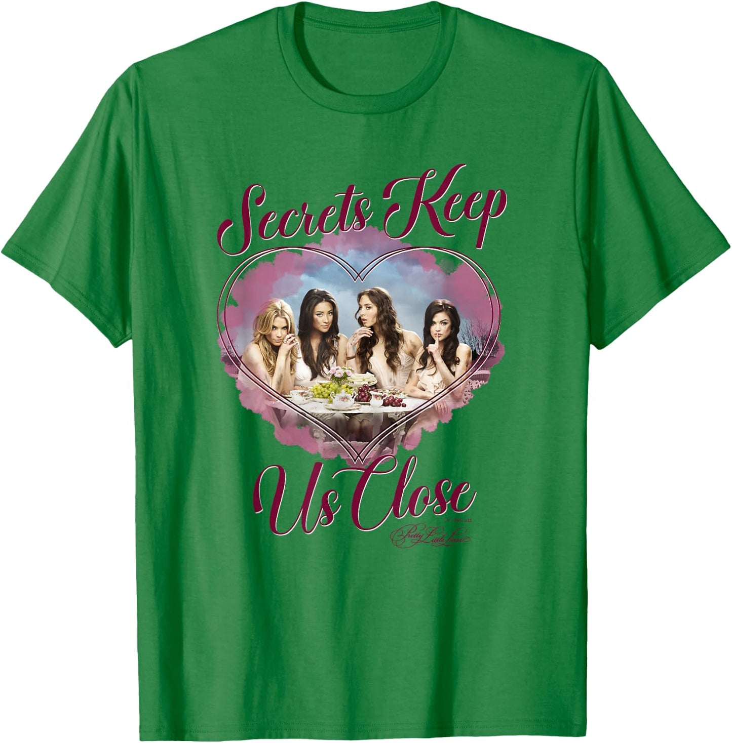 Pretty Little Liars Group Secrets Valentine's Day Heart T-Shirt - T-Shirt | Irish Green