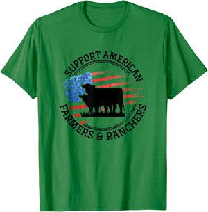 Support American Farmers & Ranchers Local Farmers Farming T-Shirt - T-Shirt | Irish Green