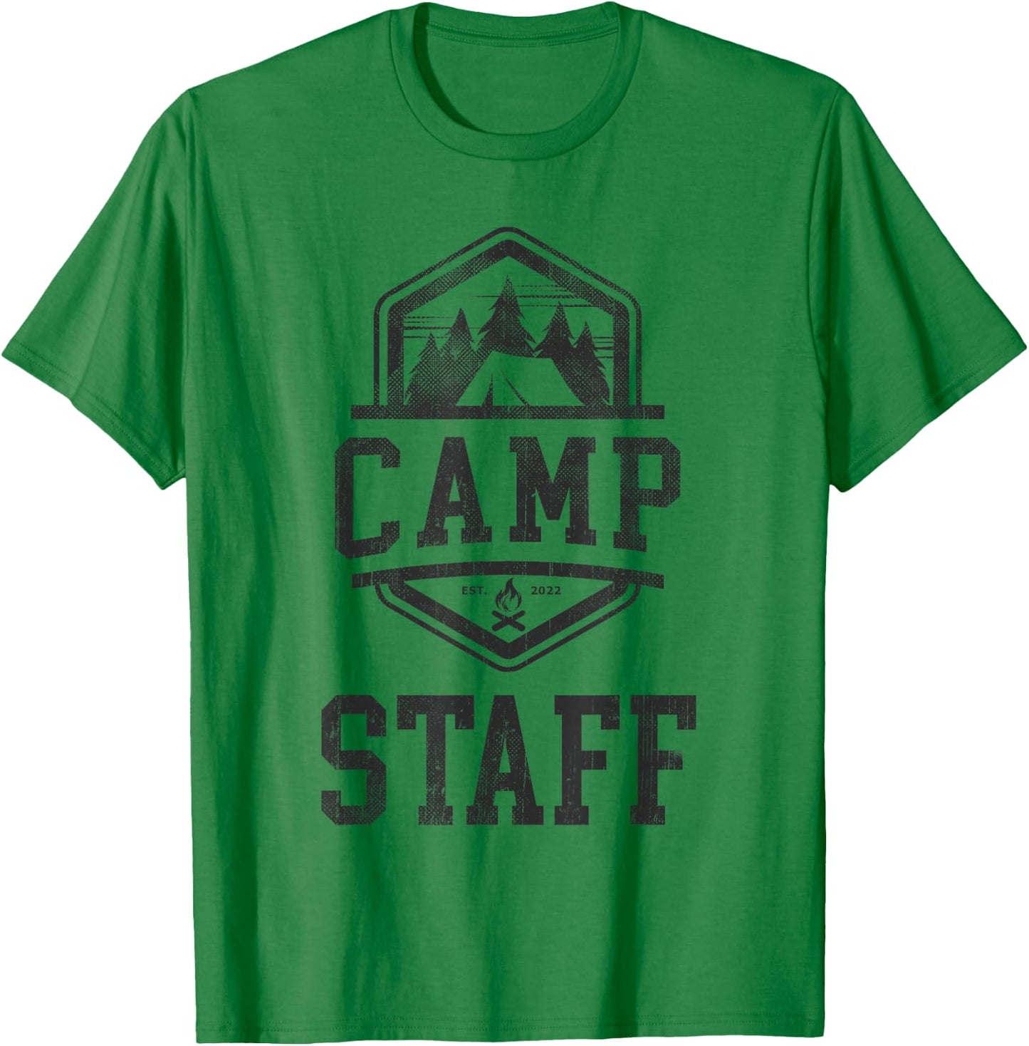 Vintage CAMP STAFF Crew Summer Counselor Campground Director T-Shirt - T-Shirt | Irish Green