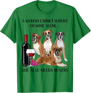 A Woman Cannot Survive On Wine Alone Boxer Lovers T-Shirt - T-Shirt | Irish Green