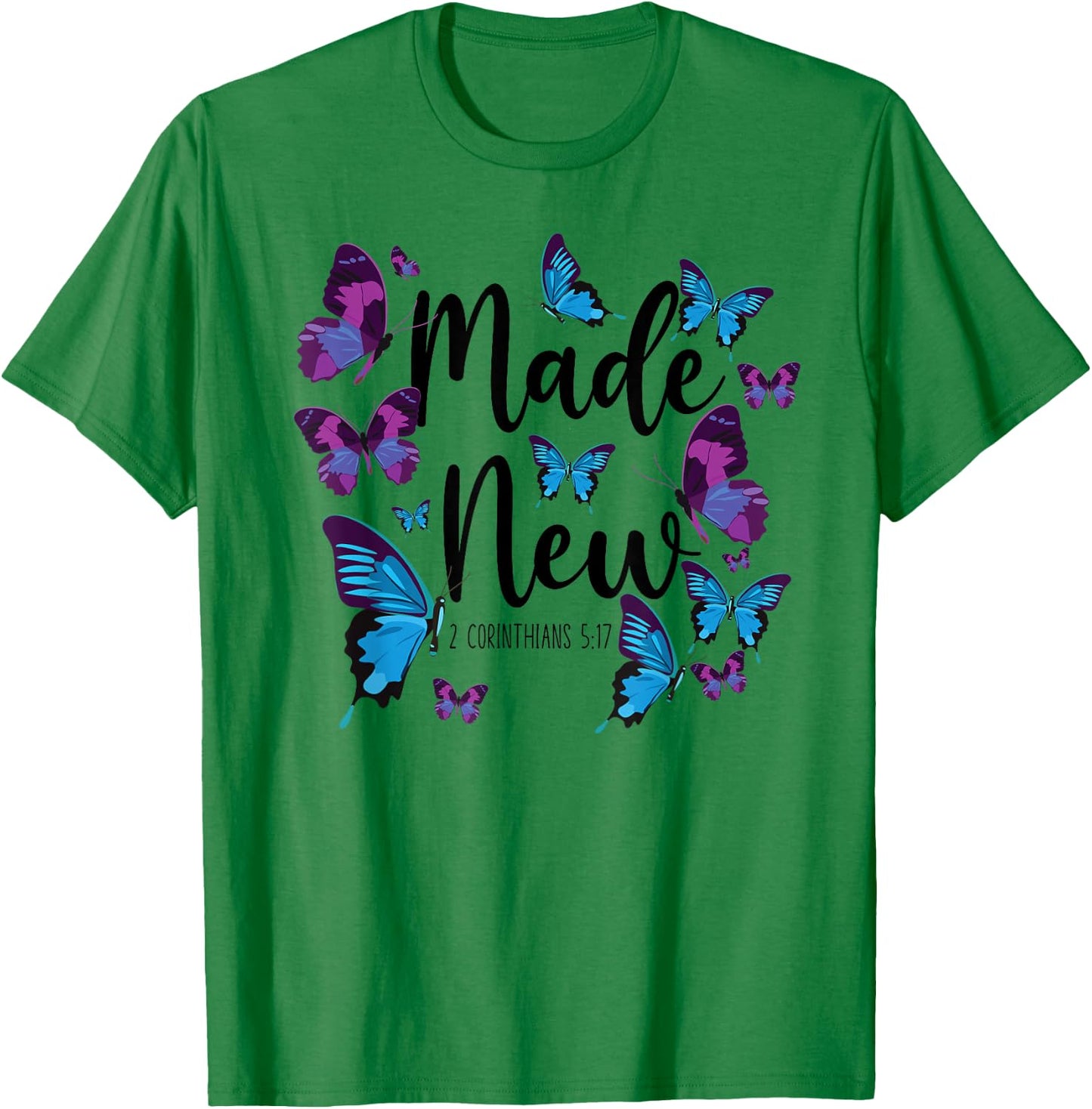 Christian Bible Verse Quote Butterfly 2 Corinthians 5:17 T-Shirt - T-Shirt | Irish Green