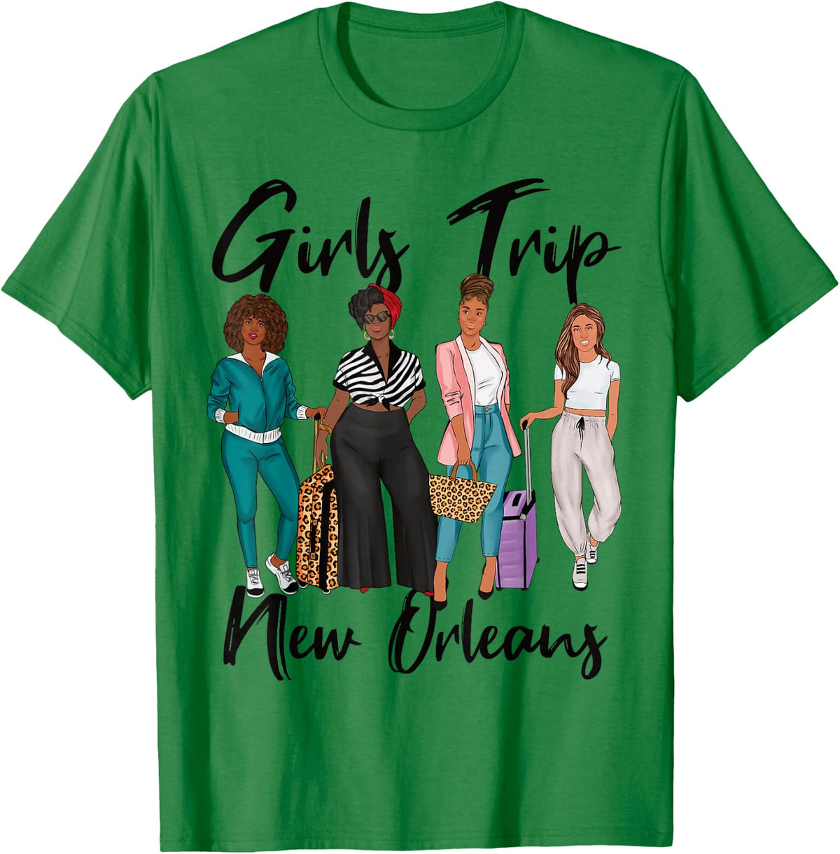 Girls Trip New Orleans For Melanin Afro Black Women T-Shirt - T-Shirt | Irish Green