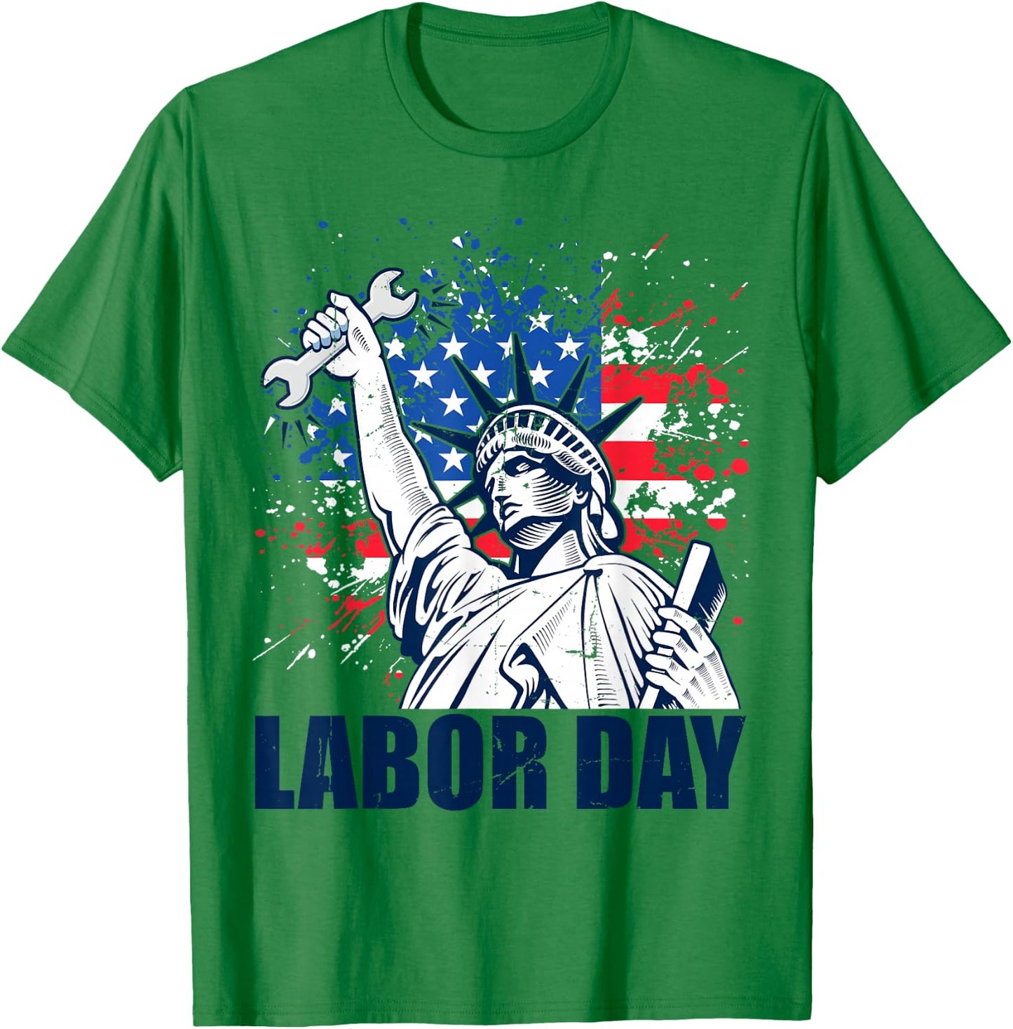 Funny Statue Of Liberty USA Flag Labor Day Patriotic Union T-Shirt - T-Shirt | Irish Green