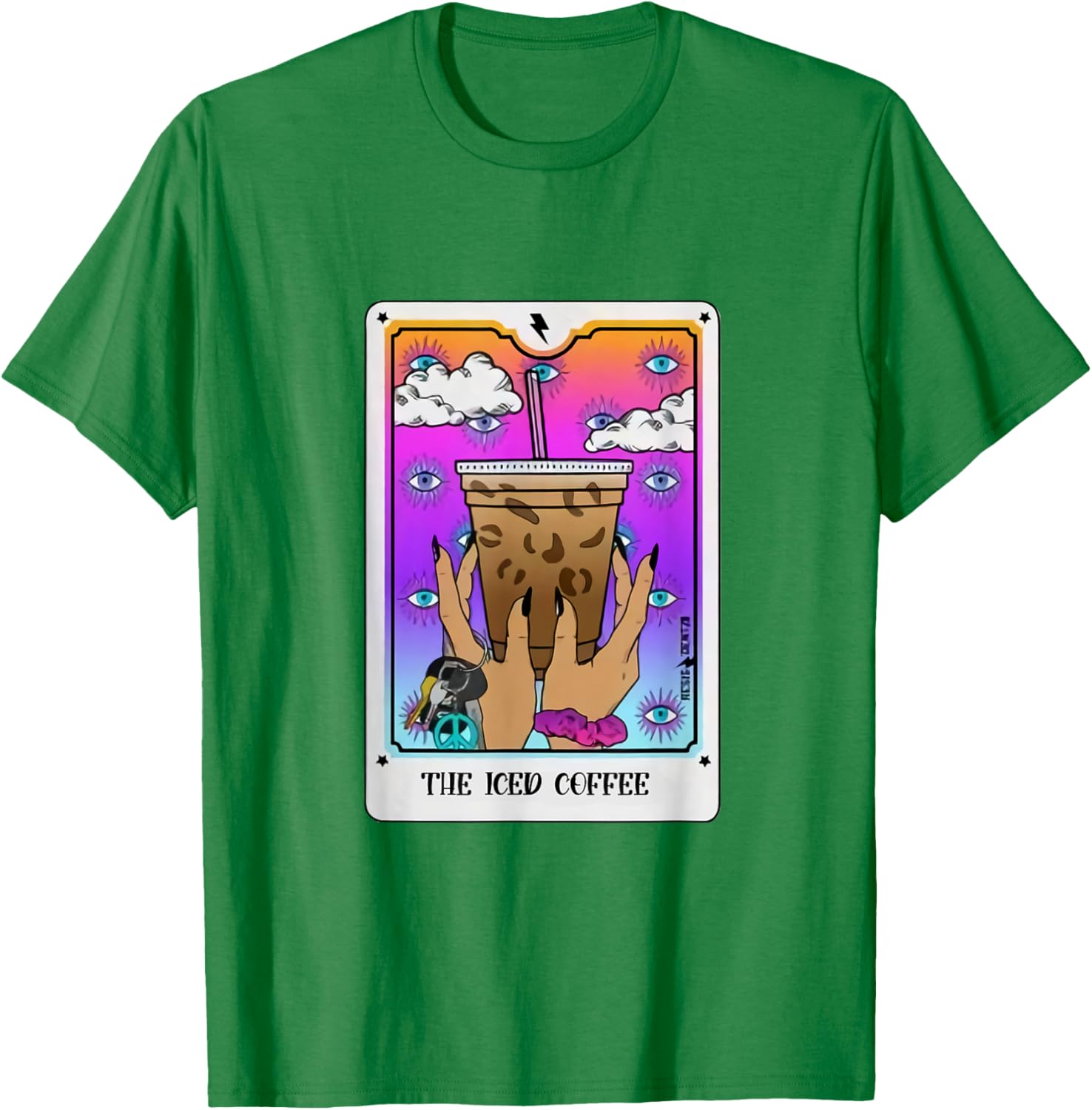 The Iced Coffee Tarot Card Funny Iced Coffee Lover Witchy T-Shirt - T-Shirt | Irish Green