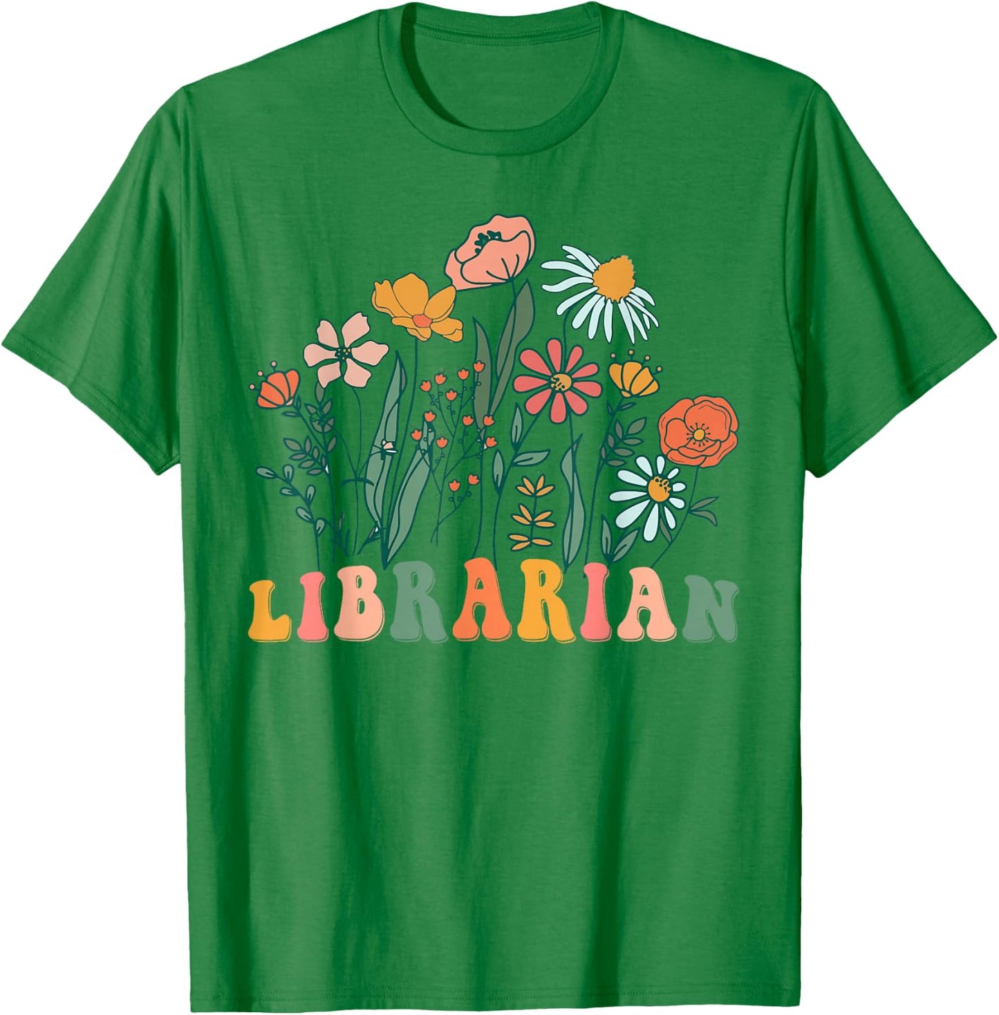 Groovy Wildflower Librarian T-Shirt - T-Shirt | Irish Green