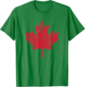Canada Shirt Women Men Distressed Red Maple Leaf Canada Day T-Shirt - T-Shirt | Irish Green