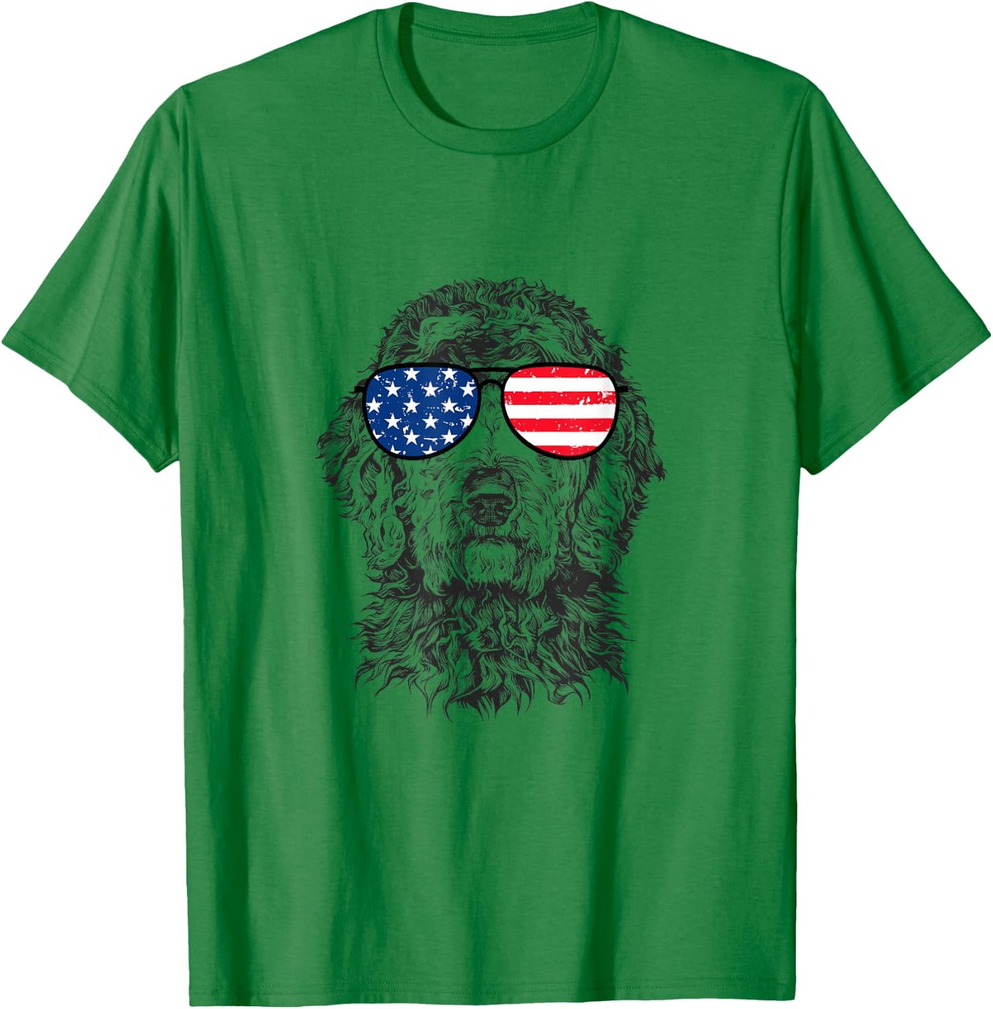 4th of July Goldendoodle Doodle Dog Patriotic USA Sunglasses T-Shirt - T-Shirt | Irish Green