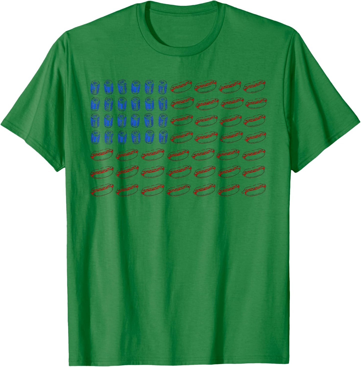 Hot Dog American Flag 4th of July T-Shirt - T-Shirt | Irish Green