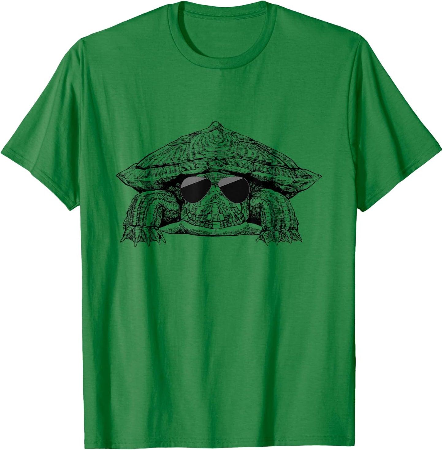 Red eared slider turtle with Sunglasses T-Shirt - T-Shirt | Irish Green