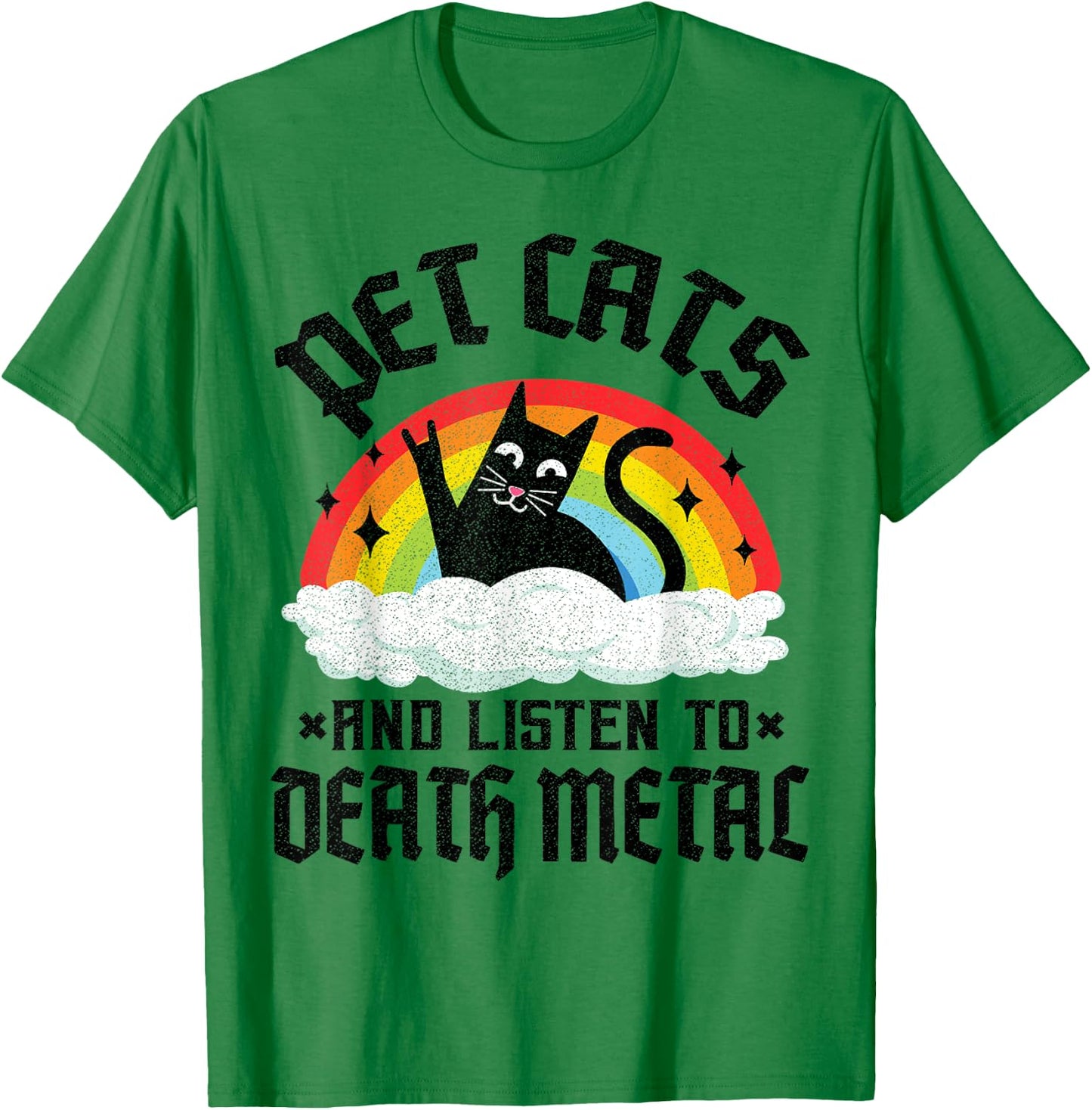Pet Cats And Listen To Death Metal Kids Goth Heavy Metal T-Shirt - T-Shirt | Irish Green