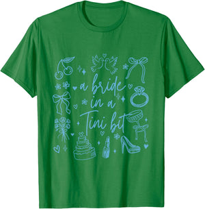 a Bride in a Tiny Bit Bachelorette Party Doodle Art T-Shirt - T-Shirt | Irish Green