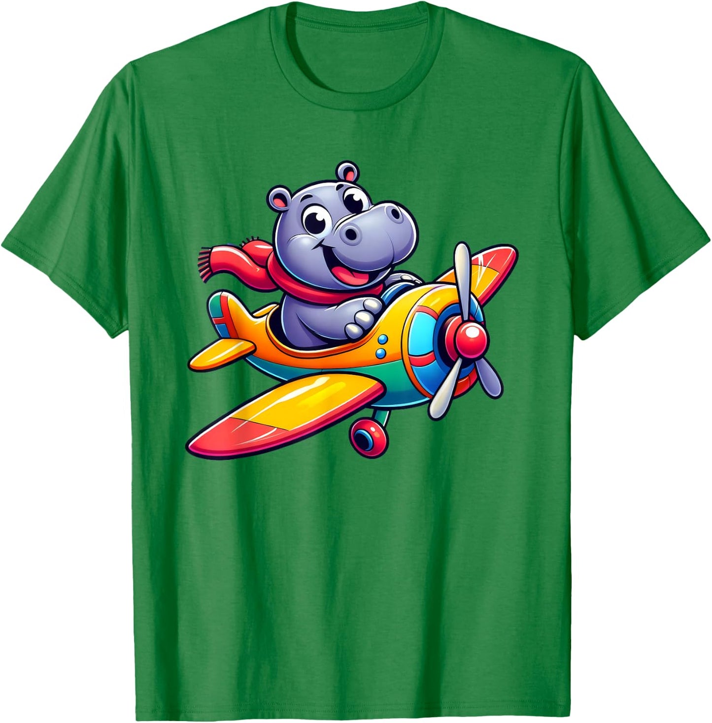 Pilot Hippo Flying Airplane T-Shirt - T-Shirt | Irish Green