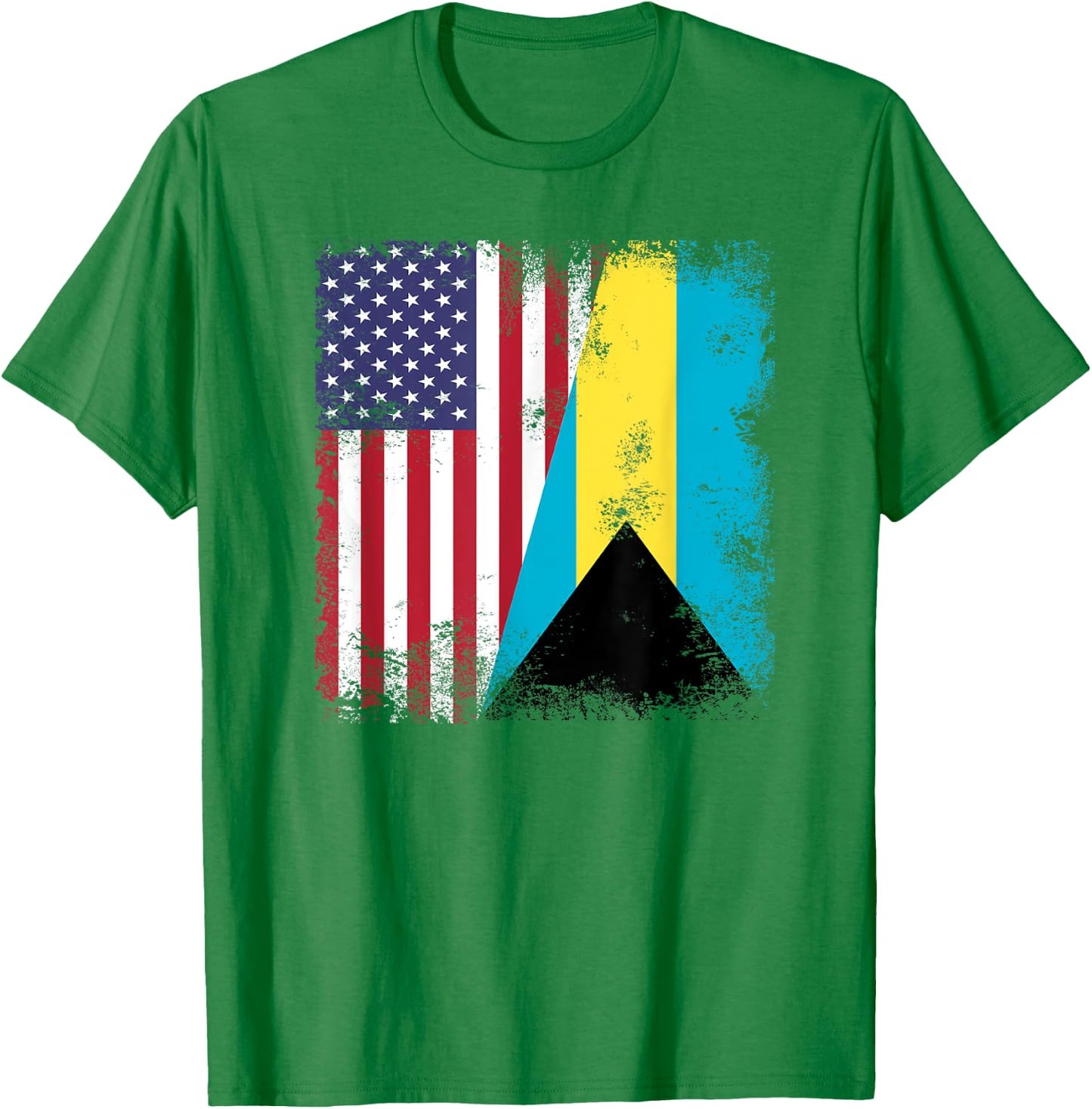 Half Bahamian Flag | Vintage Bahamas USA Gift T-Shirt - T-Shirt | Irish Green