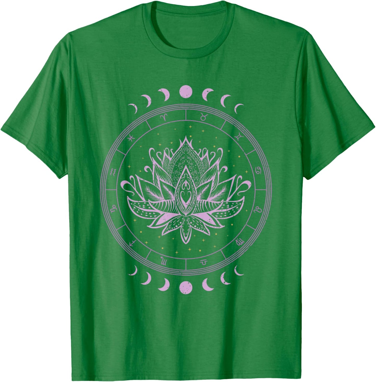 Spiritual Bohemian Yoga Astrology Zodiac Signs Lotus Flower T-Shirt - T-Shirt | Irish Green