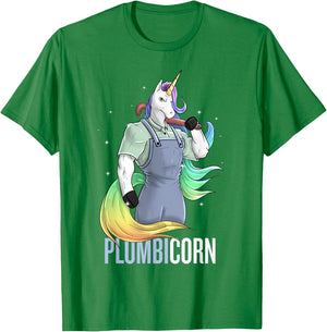 Plumber Unicorn Plumbicorn Plumbing Pun Handyman Funny T-Shirt - T-Shirt | Irish Green