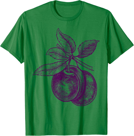 Plum Purple Fruits Retro Vintage Design - Plum T-Shirt - T-Shirt | Irish Green